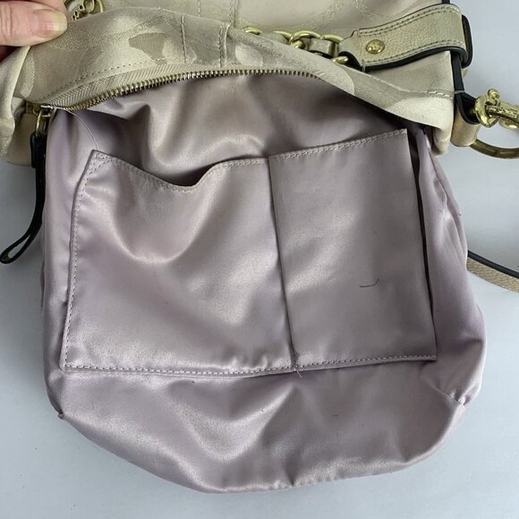 Coach Optic Metallic Signature Chain Crossbody Cream Gold Purse F19820 Hang Tag - Picture 13 of 16